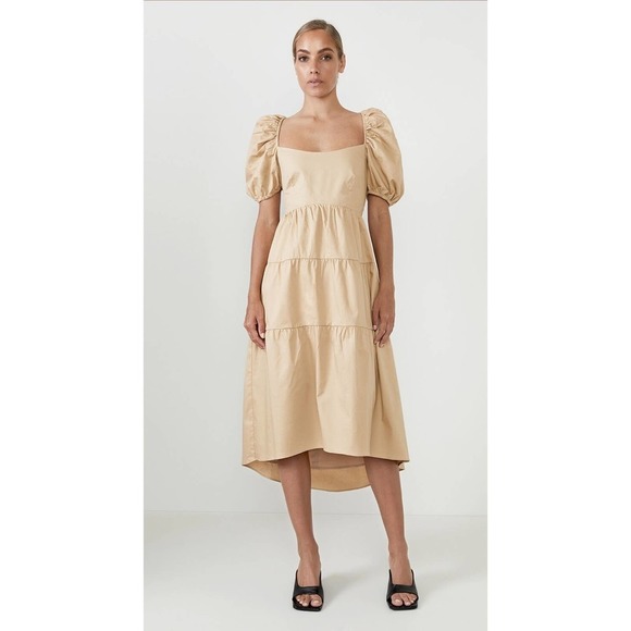 Bardot Dresses & Skirts - Bardot Tiered Midi‎ Dress in Camel Size 8/Medium